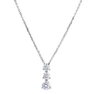 0.94ct Lab-Grown Diamond Three Stone Pendant | 9K White Gold