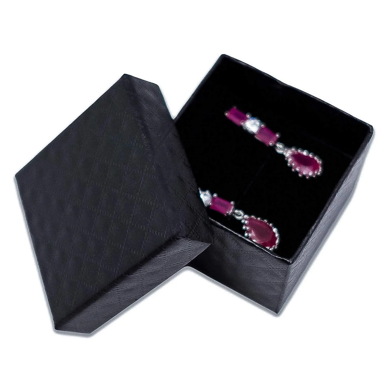 1 3/4" x 1 3/4" Black Diamond Pattern Cardboard Jewelry Box