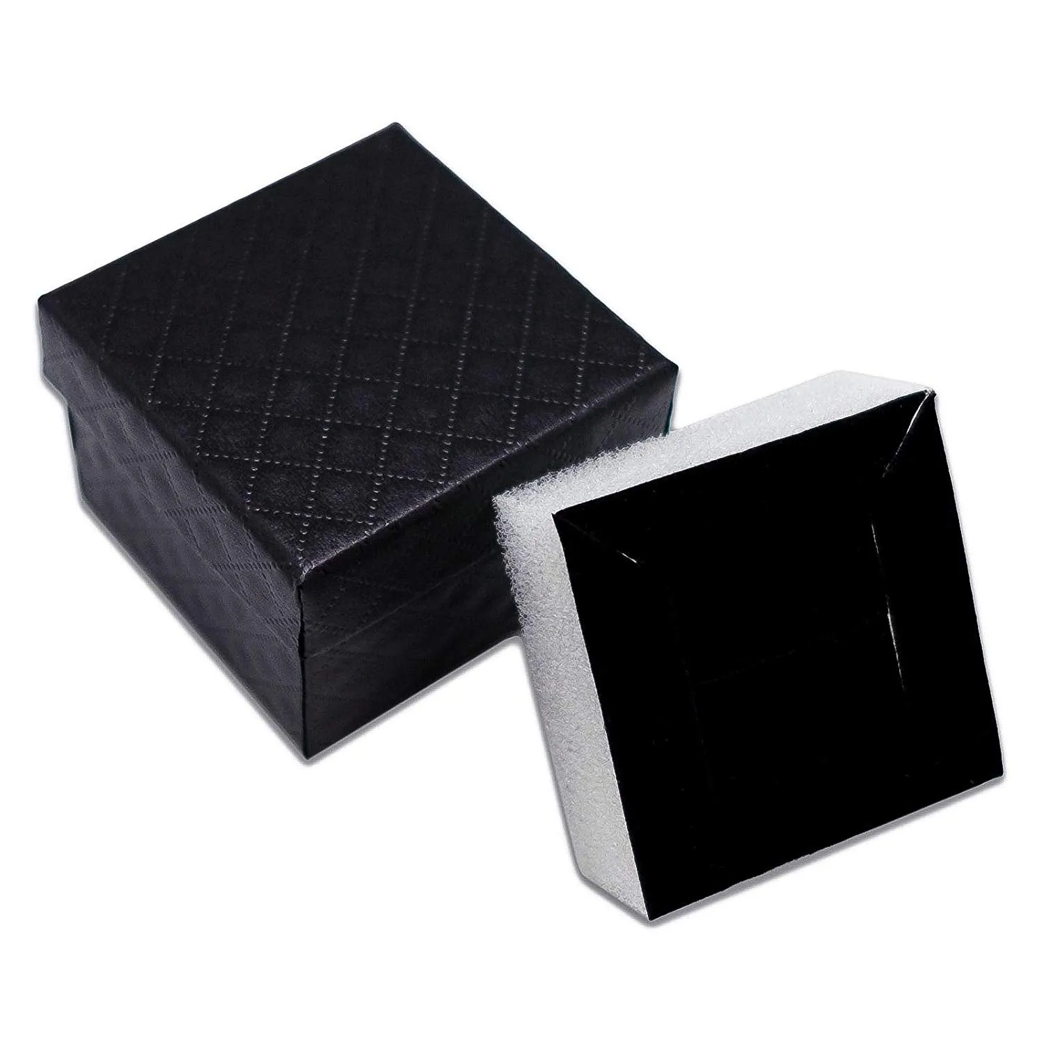 1 3/4" x 1 3/4" Black Diamond Pattern Cardboard Jewelry Box