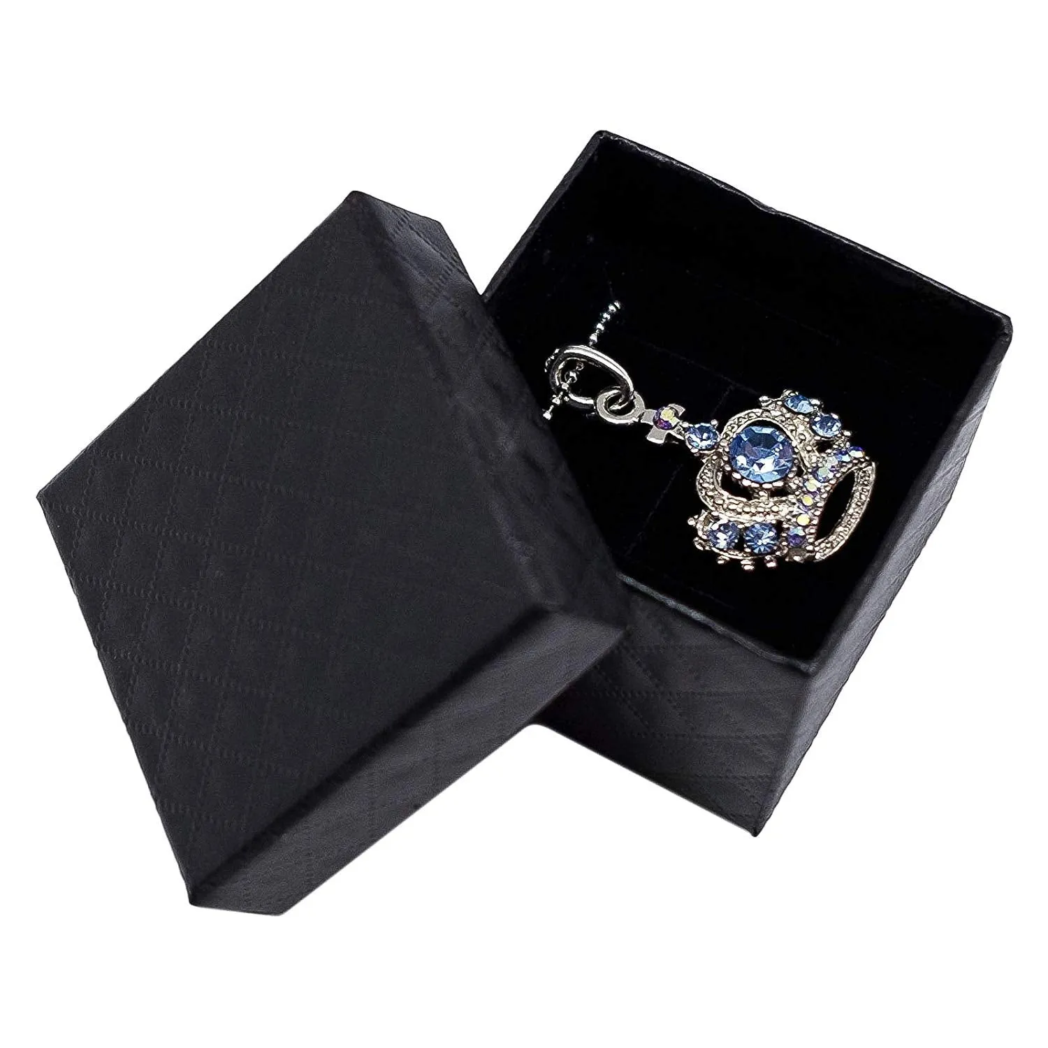 1 3/4" x 1 3/4" Black Diamond Pattern Cardboard Jewelry Box
