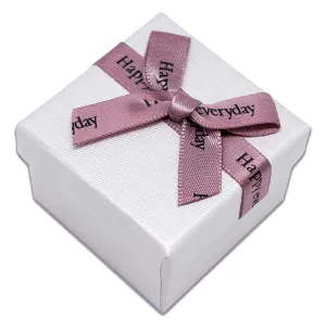 1 3/4" x 1 3/4" White Linen Paper Cardboard Ribbon Bow Jewelry Box