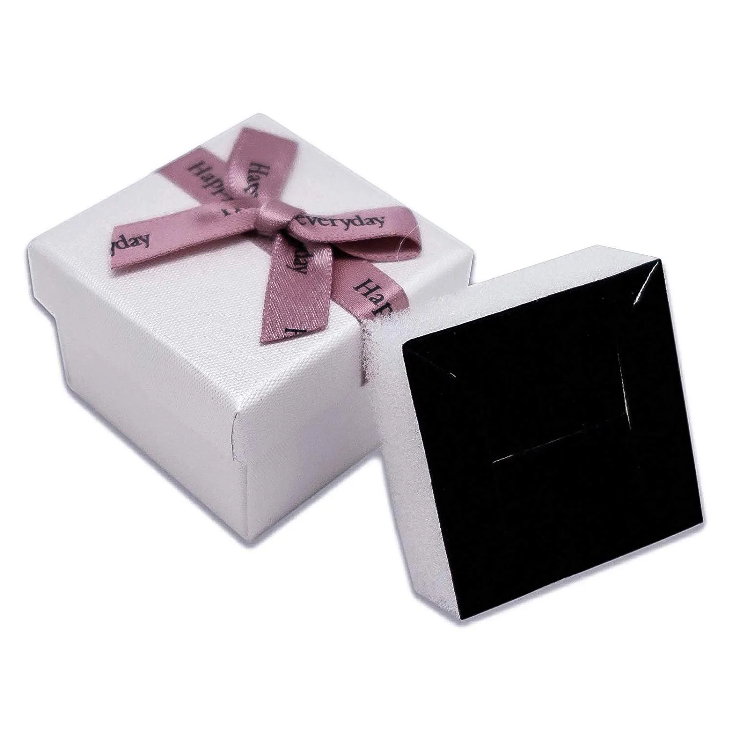 1 3/4" x 1 3/4" White Linen Paper Cardboard Ribbon Bow Jewelry Box