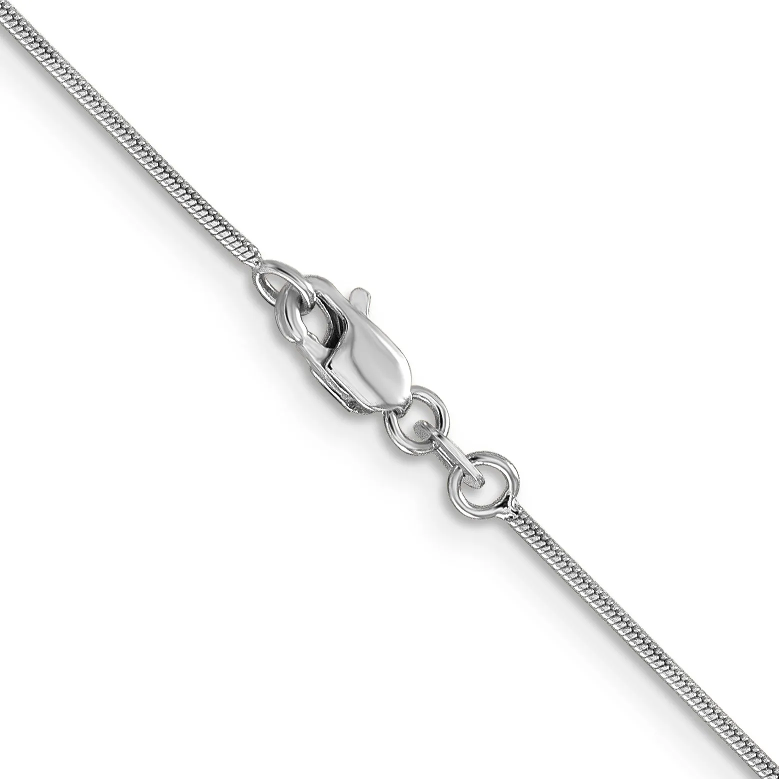 10K White Gold Snake Chain Necklace with Polished Rhodium Finish