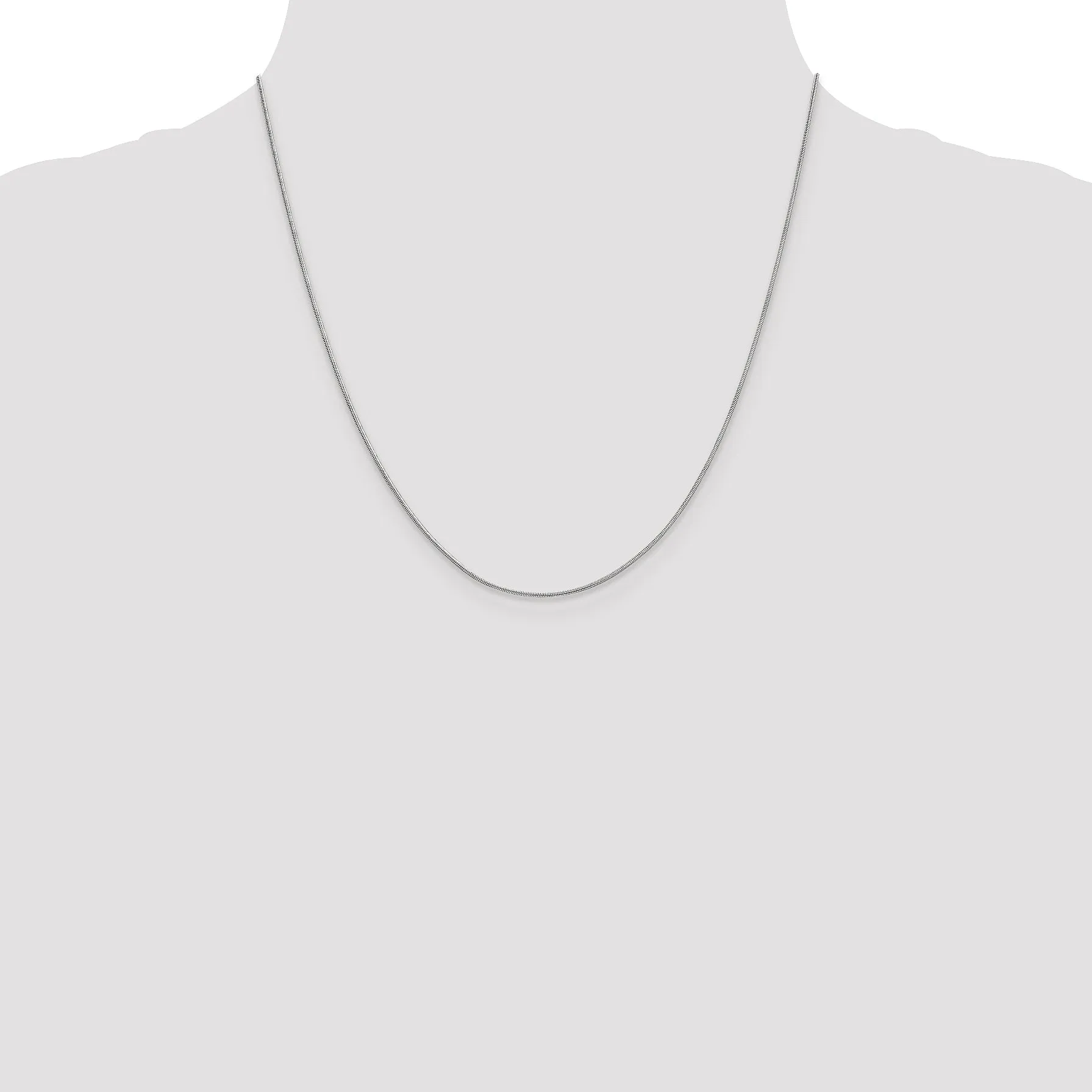 10K White Gold Snake Chain Necklace with Polished Rhodium Finish