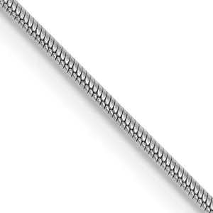 10K White Gold Snake Chain Necklace with Polished Rhodium Finish