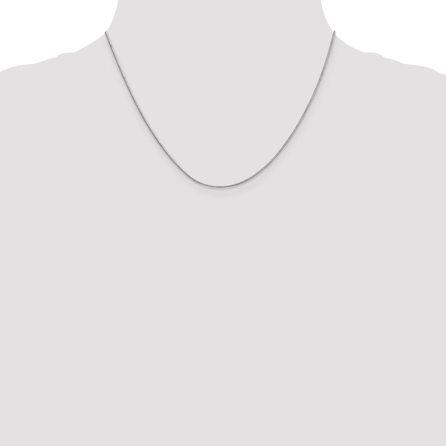 10K White Gold Snake Chain Necklace with Polished Rhodium Finish