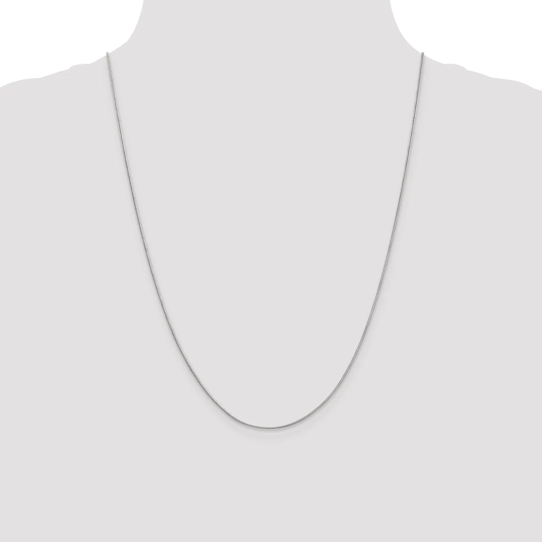 10K White Gold Snake Chain Necklace with Polished Rhodium Finish