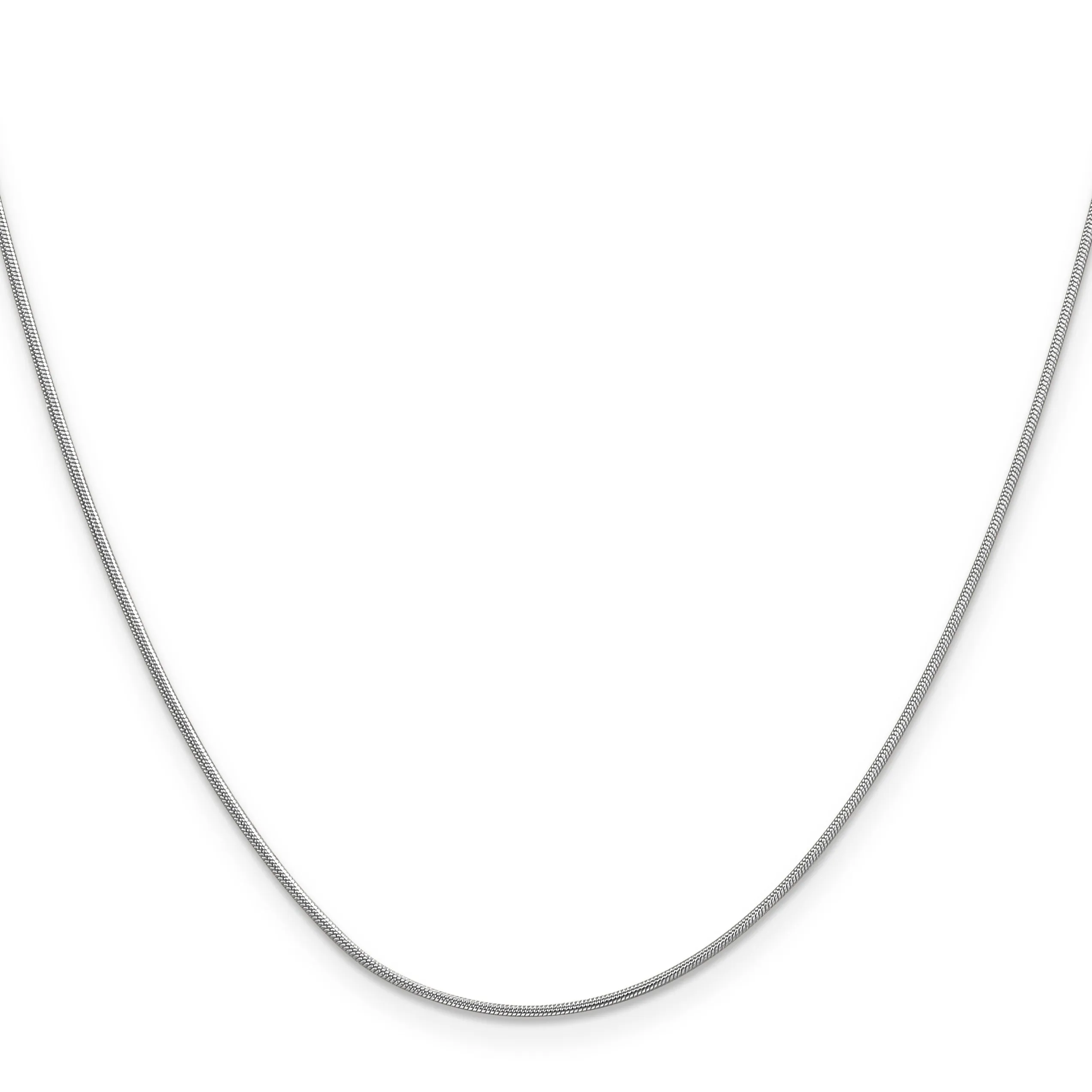 10K White Gold Snake Chain Necklace with Polished Rhodium Finish