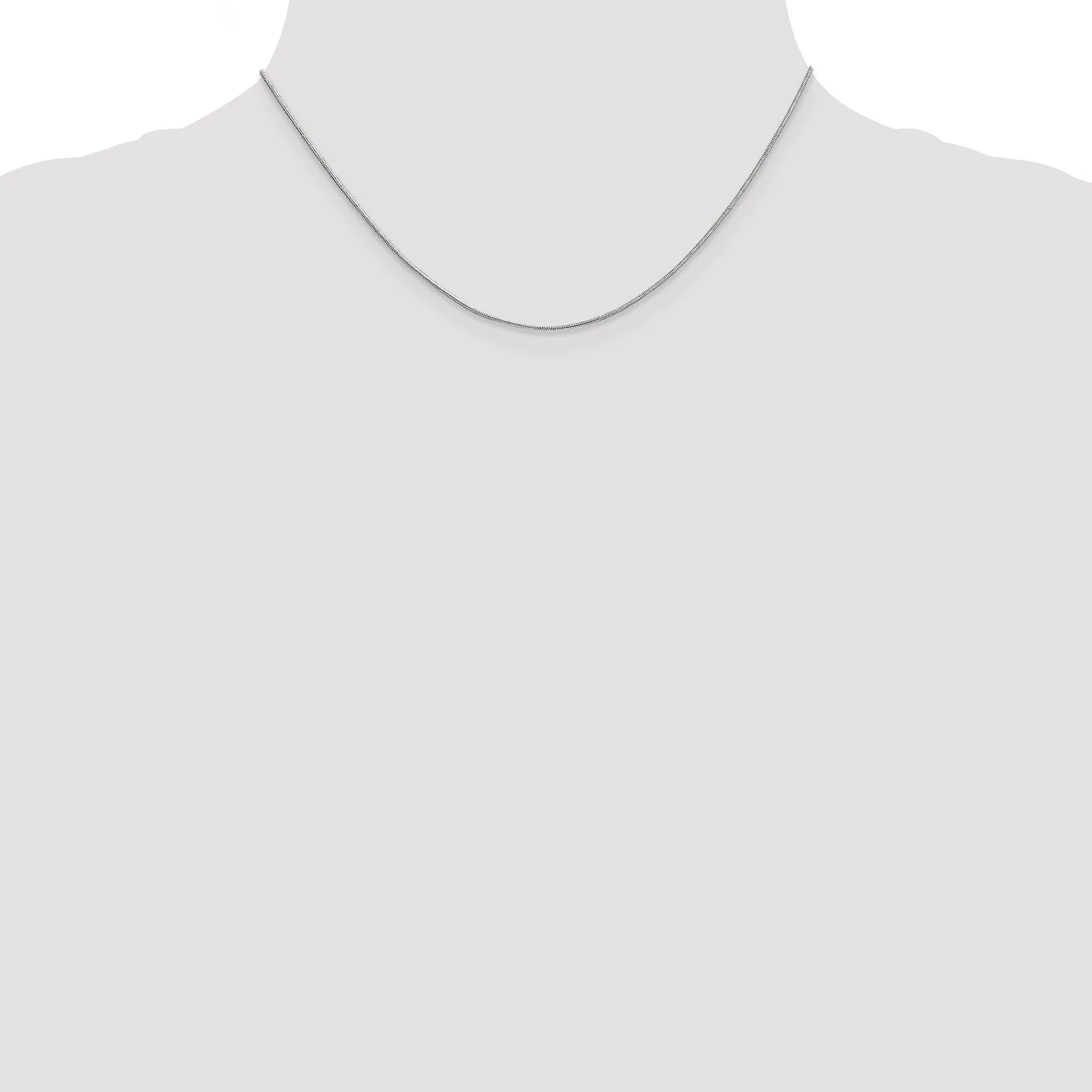 10K White Gold Snake Chain Necklace with Polished Rhodium Finish