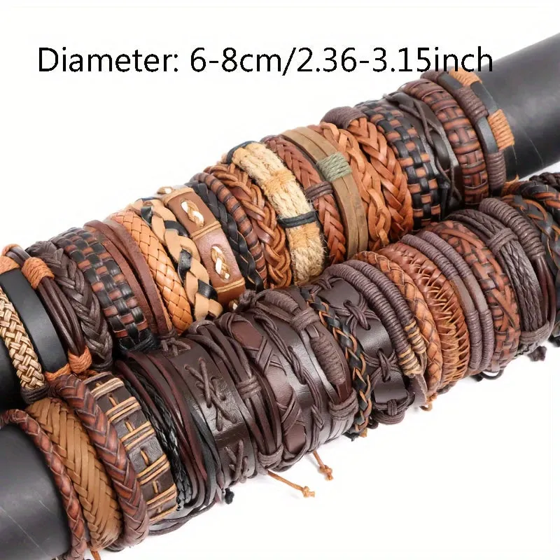 10pcs Mixed Leather Bracelets For Men And Women, Assorted Varieties