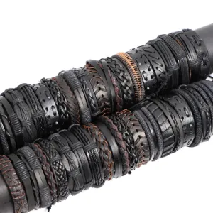 10pcs Mixed Leather Bracelets For Men And Women, Assorted Varieties