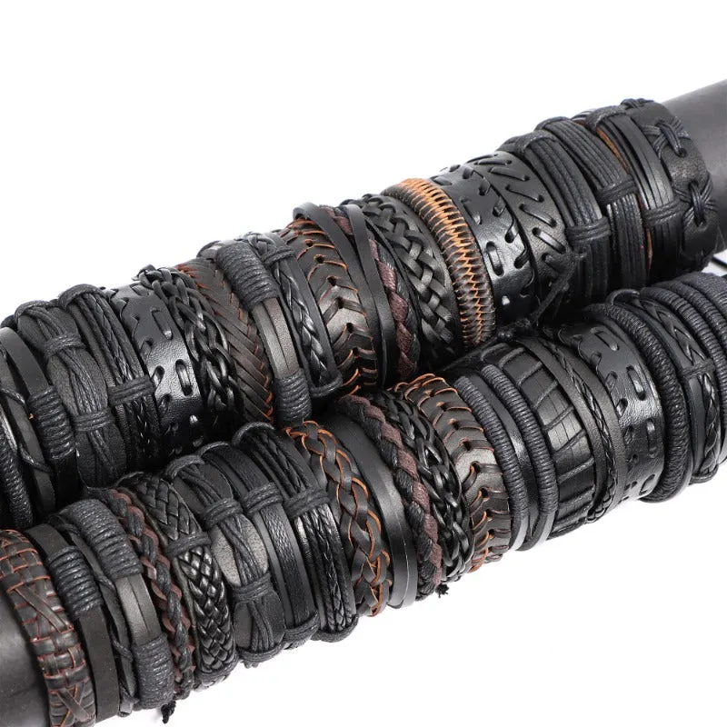 10pcs Mixed Leather Bracelets For Men And Women, Assorted Varieties