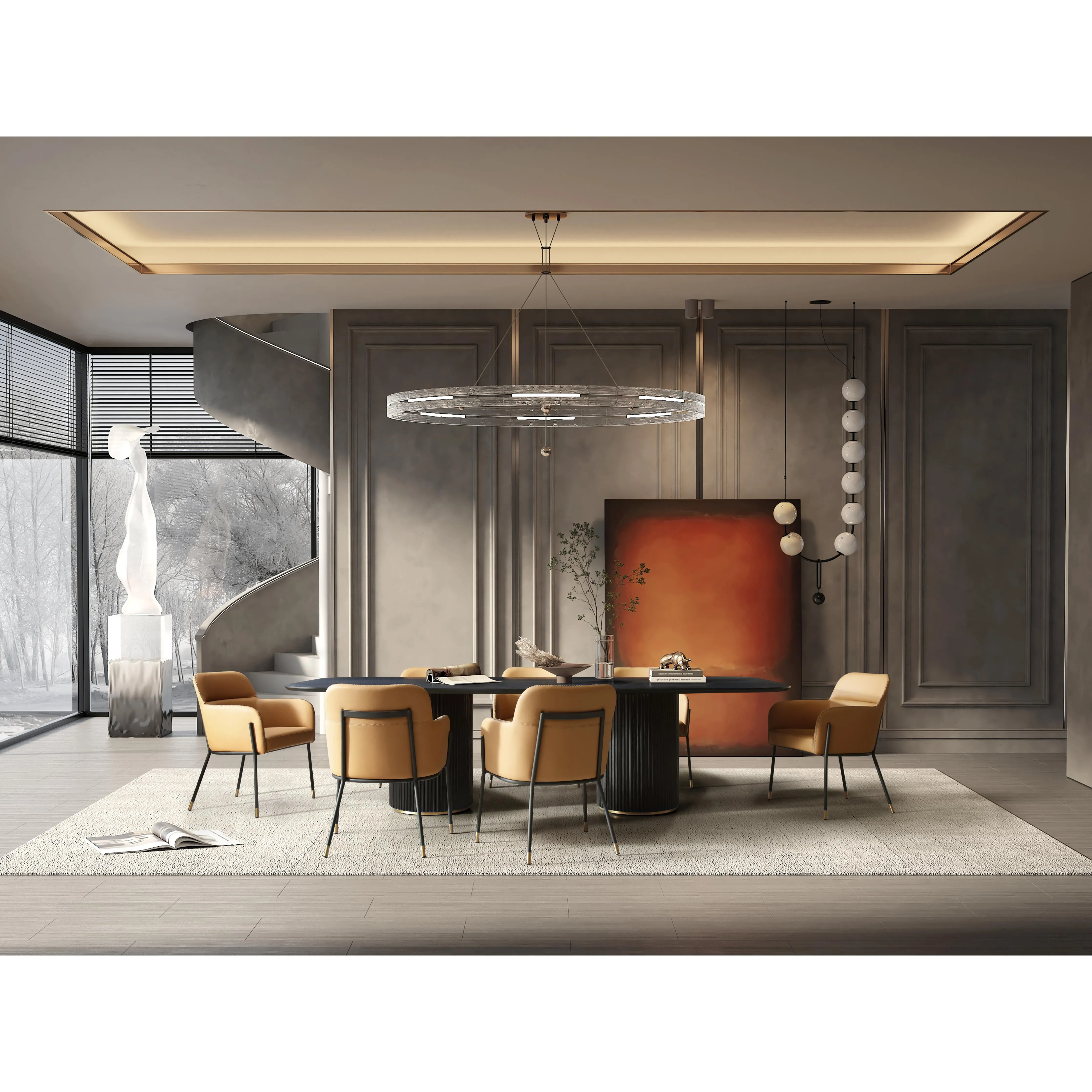 110" Twin Pedestal Base Conference Table in Black Oak Veneer