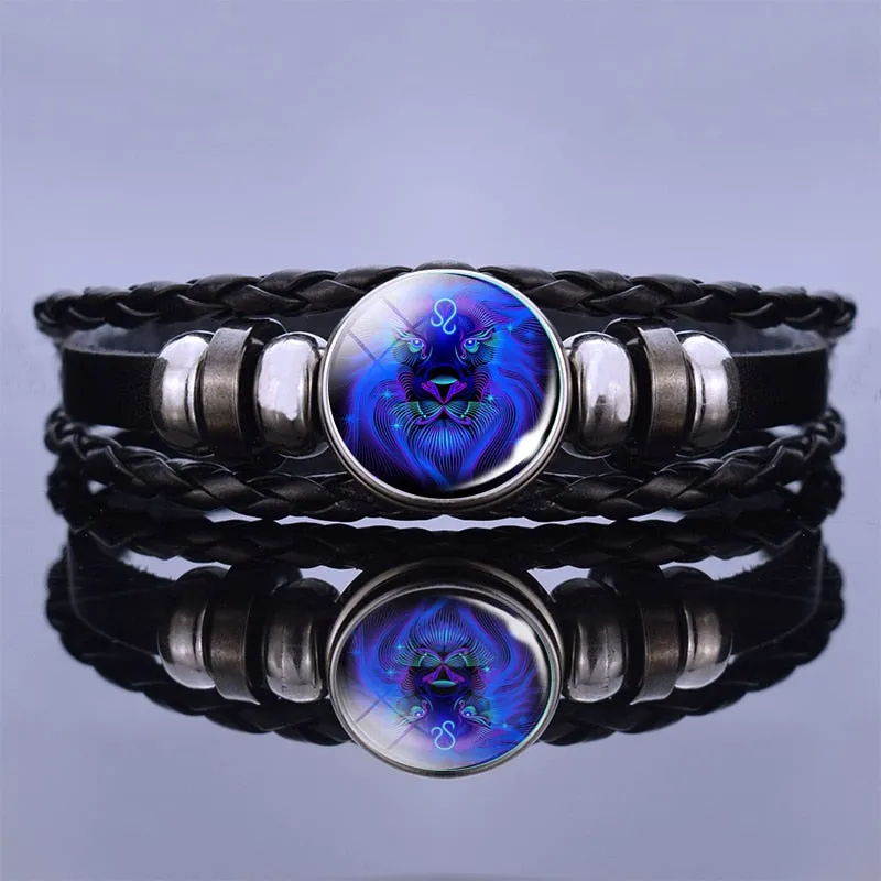 12 Zodiac Signs Constellation Charm Multilayer Weave leather Bracelet & Bangle