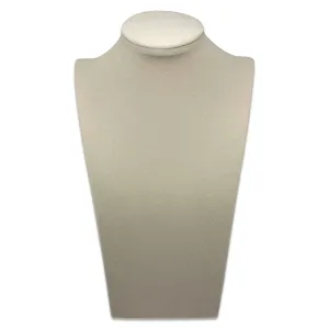 12" Beige Velvet Necklace Bust Display