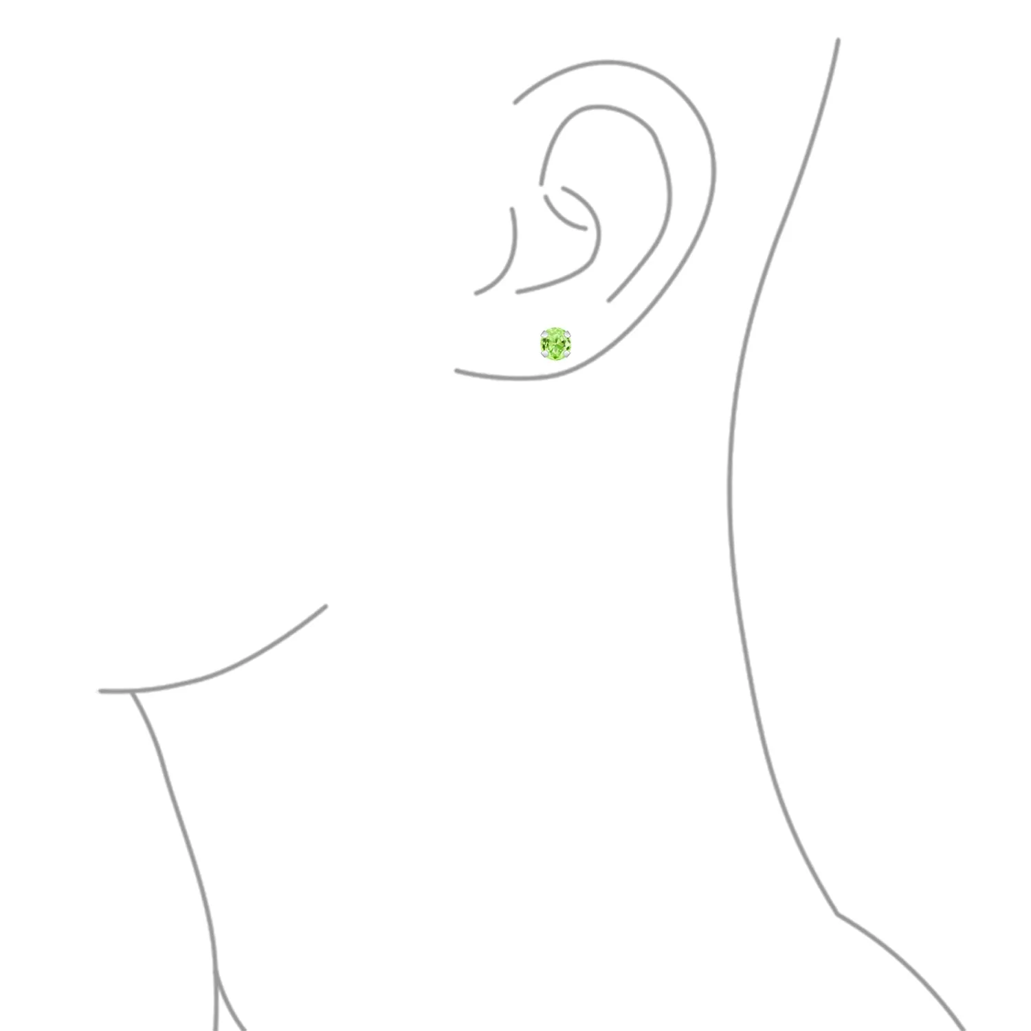 1.4CT Round Gemstone Peridot Stud Earrings Real 14K White Gold