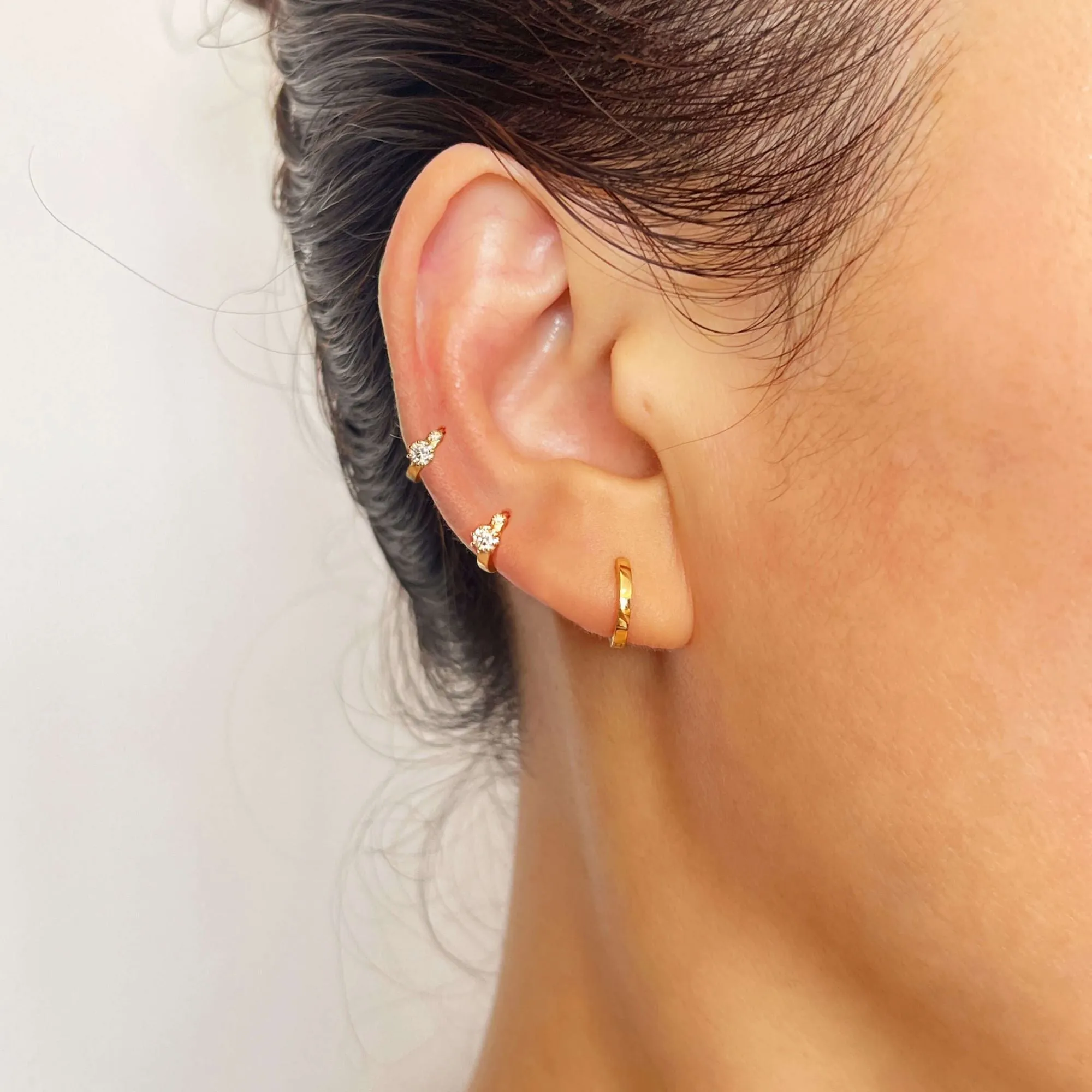 14k 6mm Gemstone Cartilage Hoop Earrings