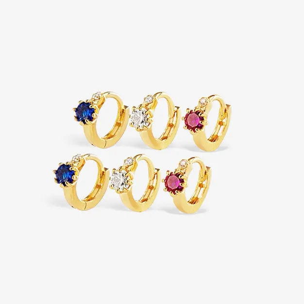 14k 6mm Gemstone Cartilage Hoop Earrings