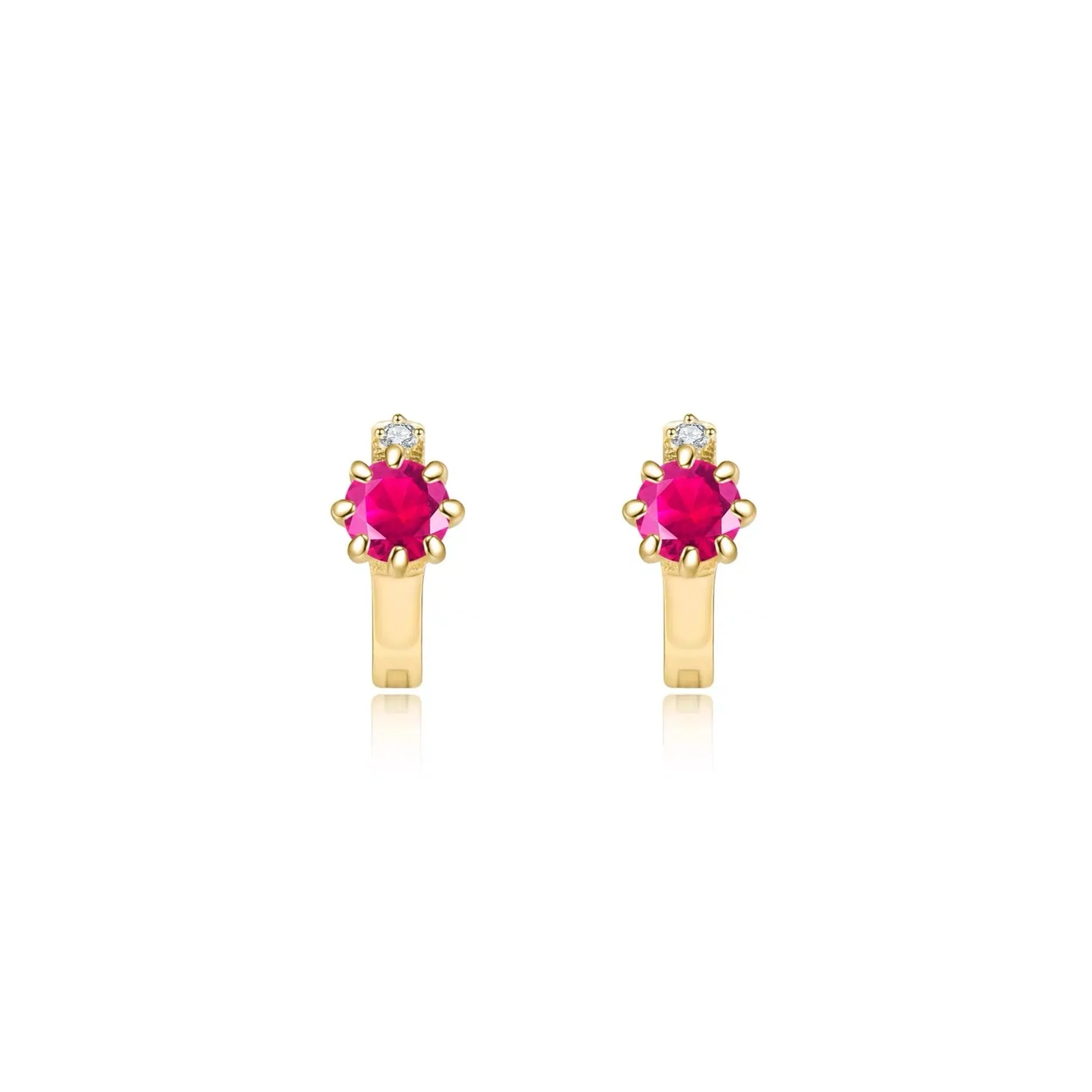14k 6mm Gemstone Cartilage Hoop Earrings