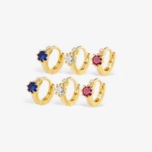 14k 6mm Gemstone Cartilage Hoop Earrings