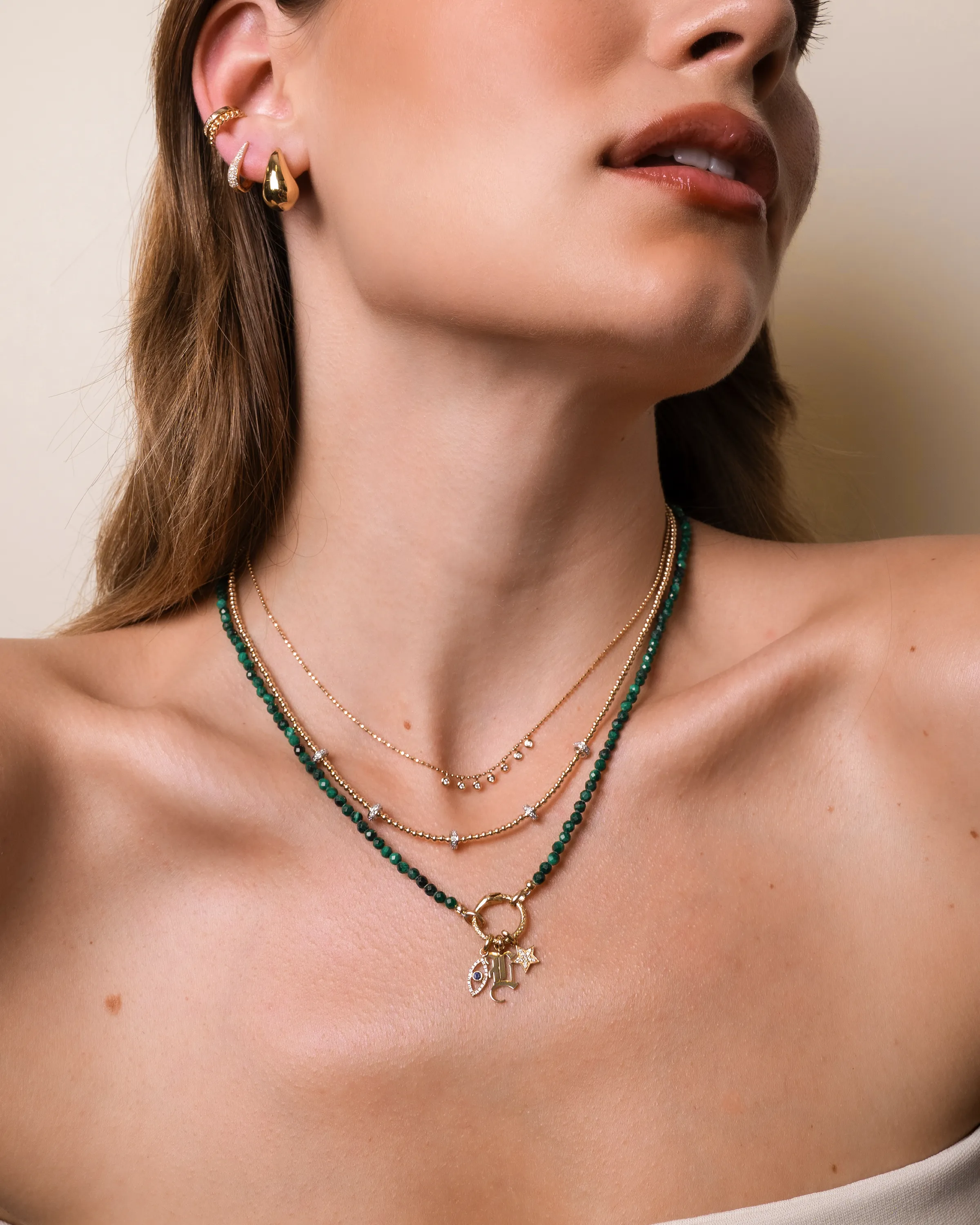 14k Gold Charm Enhancer Chain Necklace