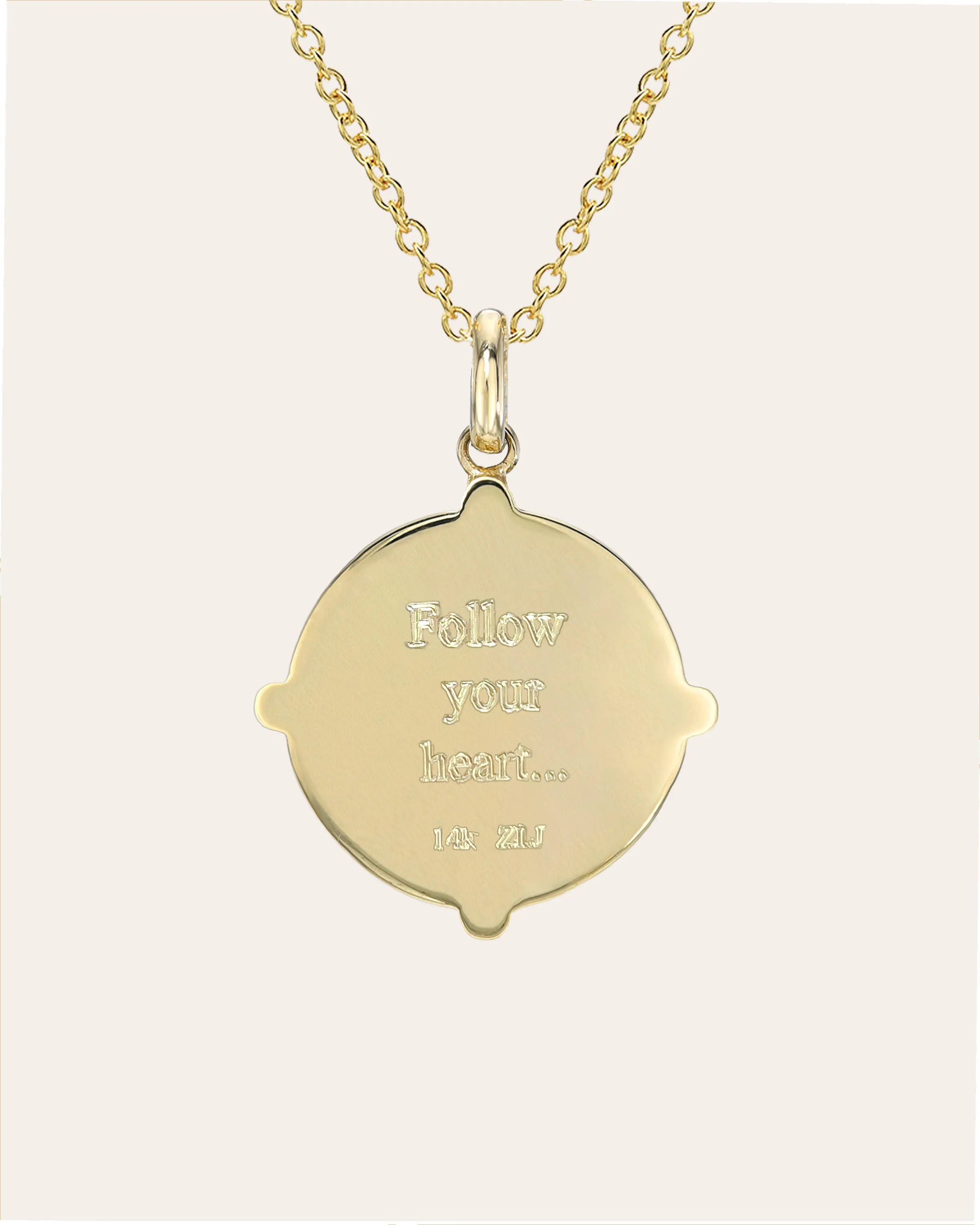 14k Gold Diamond Compass Medallion Necklace