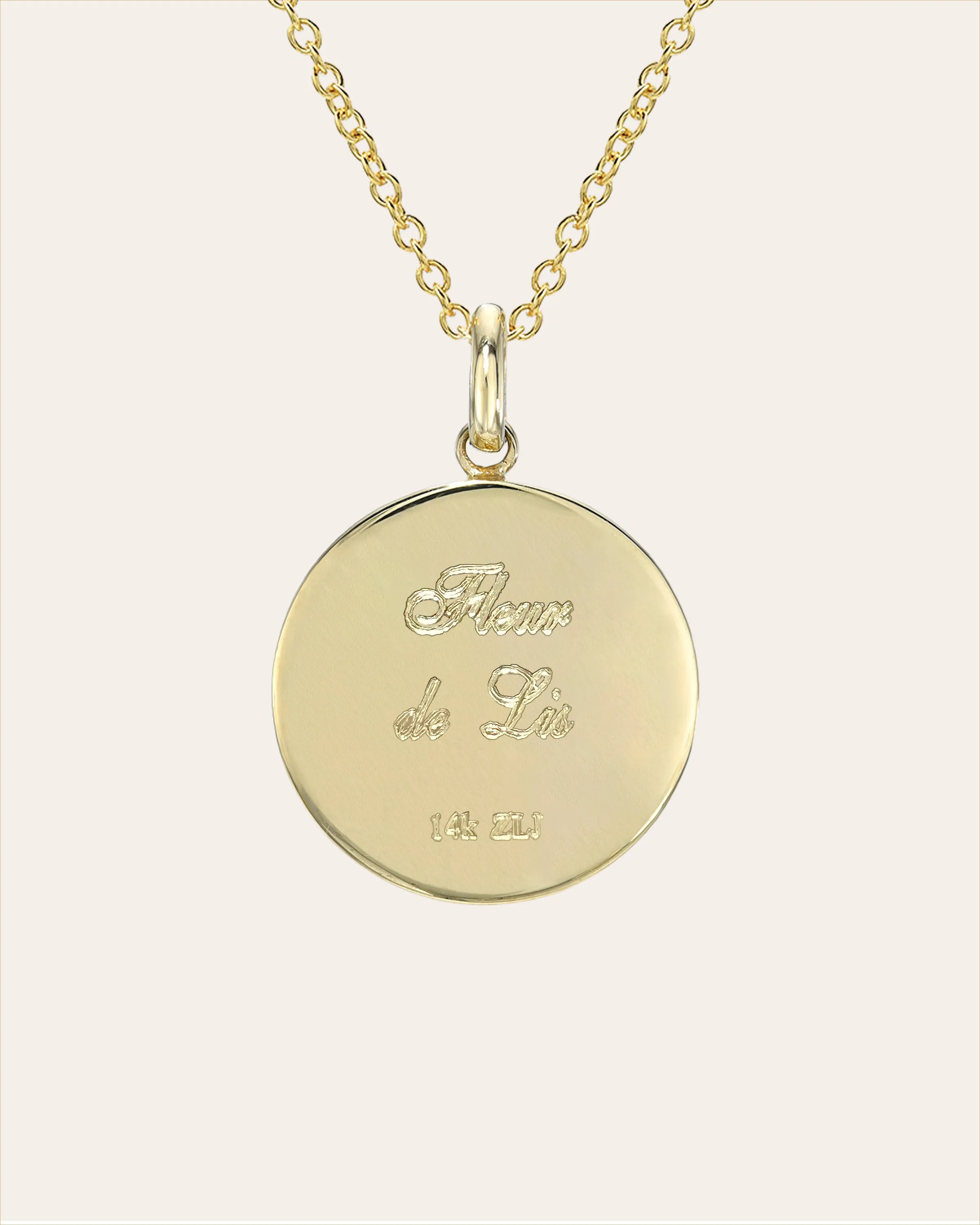 14k Gold Diamond Fleur De Lis Medallion Necklace