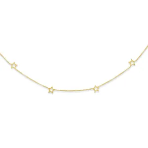 **14K Gold Fancy Necklace with Polished Star and Adjustable Extension**