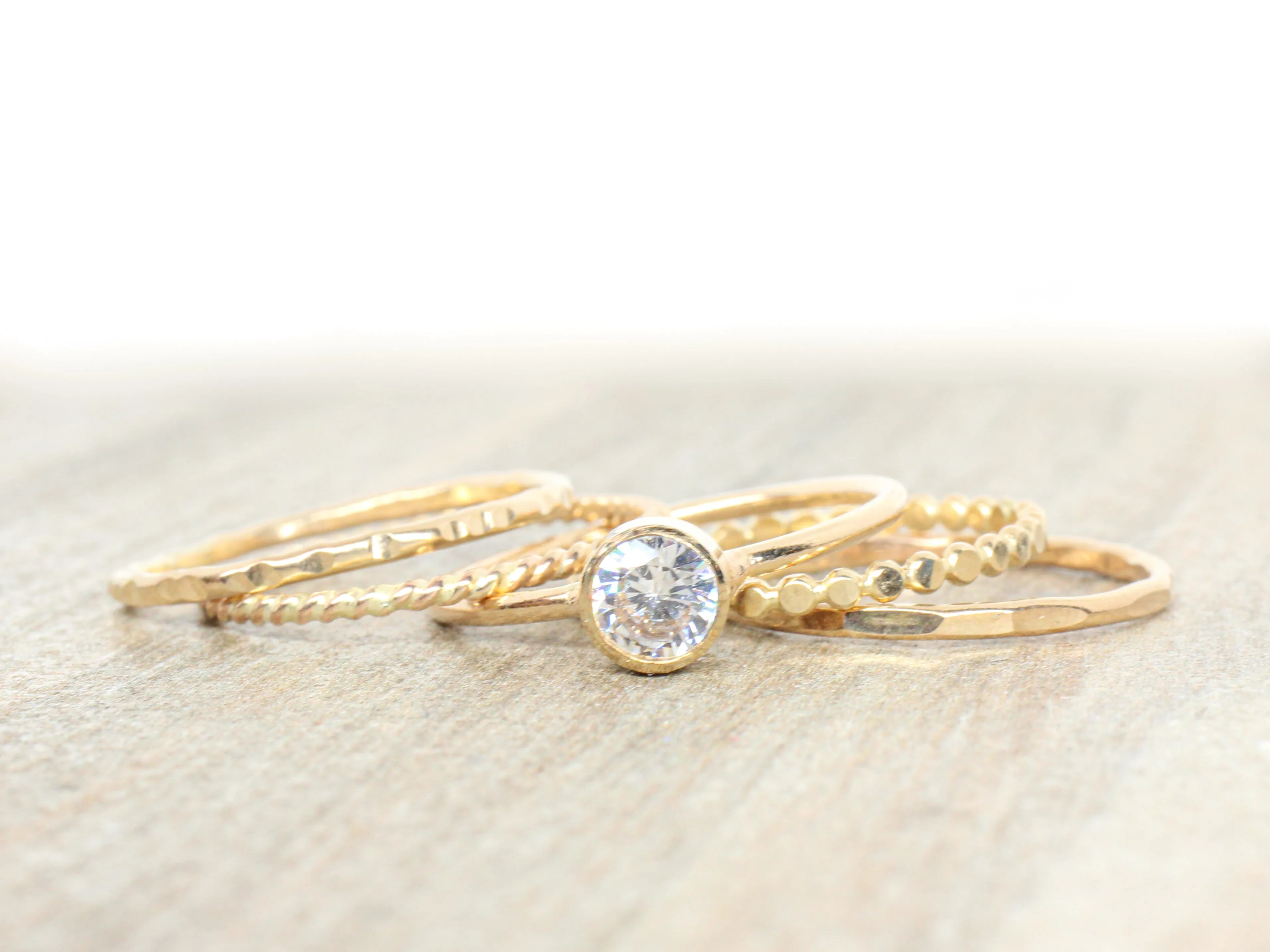 14K Gold Filled Cubic Zirconia Stacking Ring Set