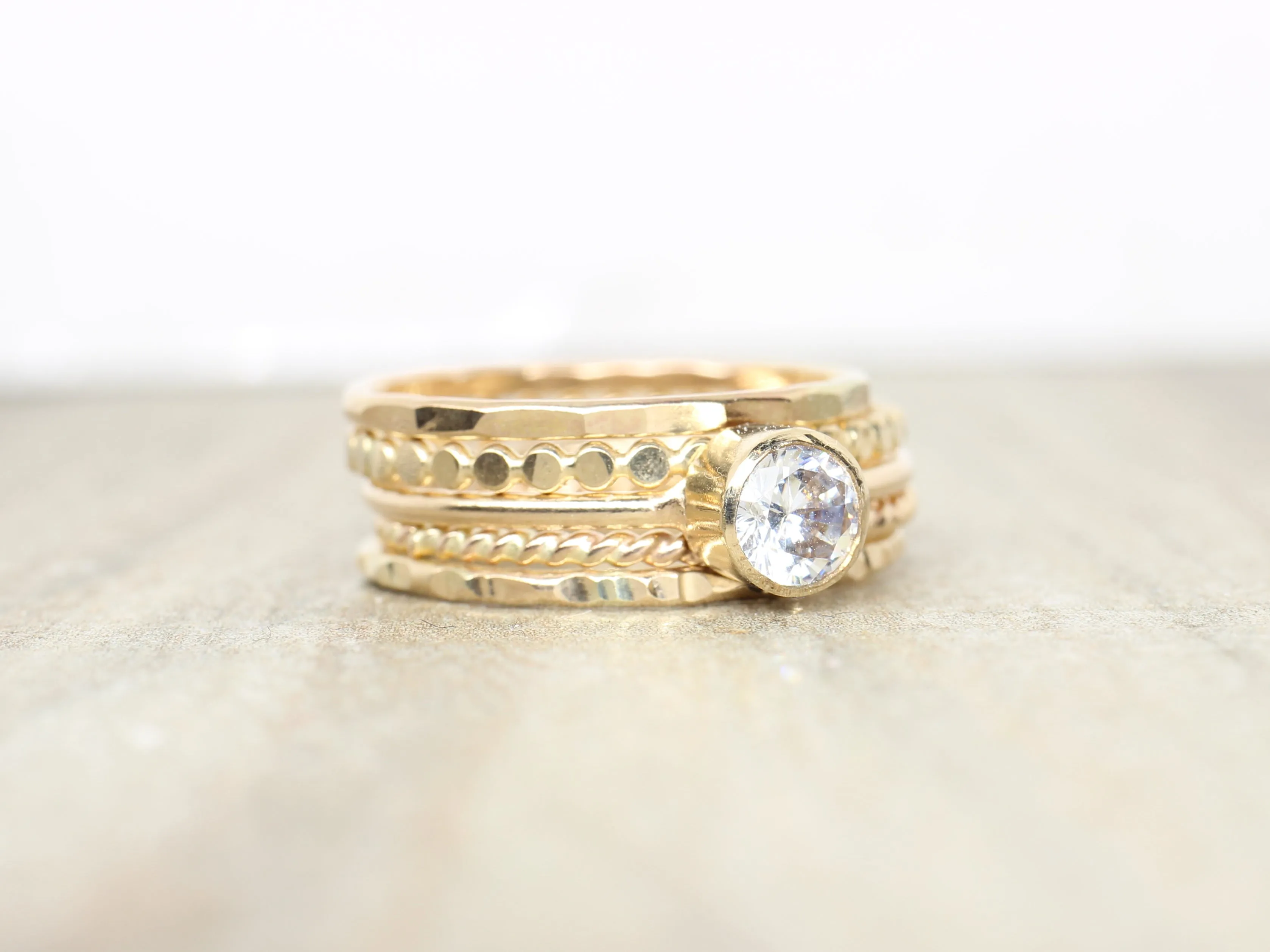 14K Gold Filled Cubic Zirconia Stacking Ring Set