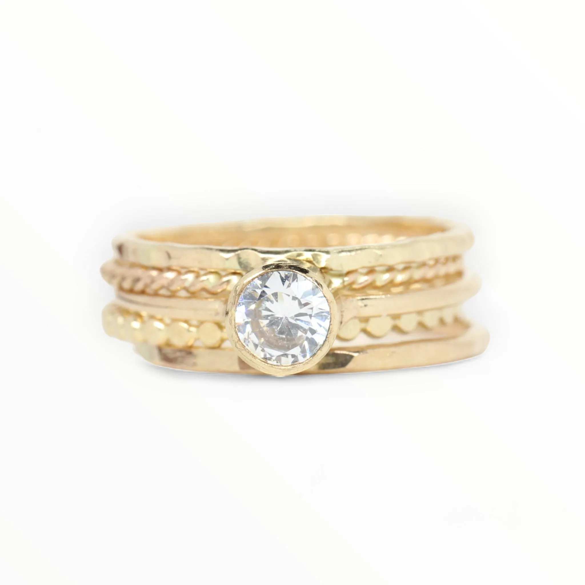 14K Gold Filled Cubic Zirconia Stacking Ring Set