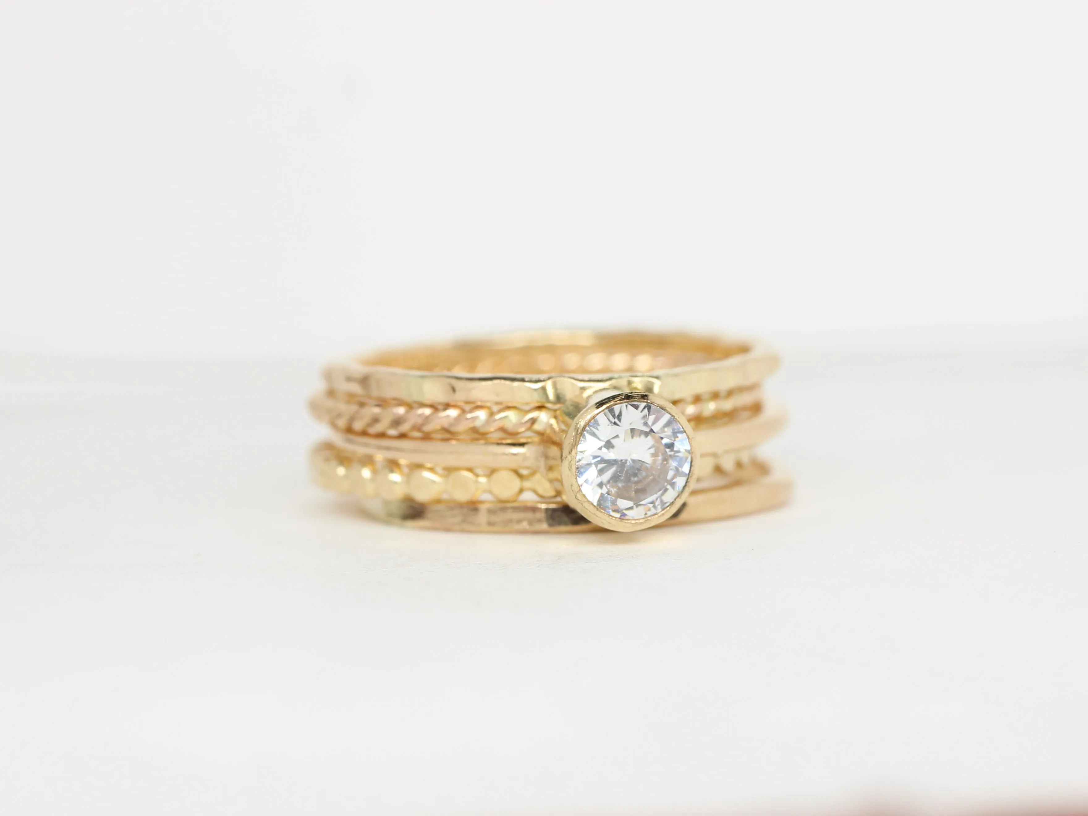14K Gold Filled Cubic Zirconia Stacking Ring Set