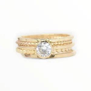 14K Gold Filled Cubic Zirconia Stacking Ring Set