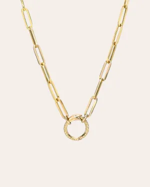 14k Gold Large Paper Clip Chain with Snake Enhancer Necklace