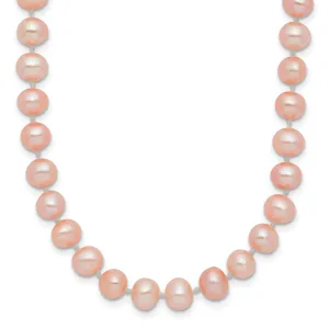 14K Gold Pink Freshwater Pearl Necklace with Elegant Near Round Design