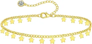 14K Gold Plated Women's Anklets Stars Waterproof Jewelry Plus Size Anklets for Women Big Ankles Summer Beach Anklet Gift for Women