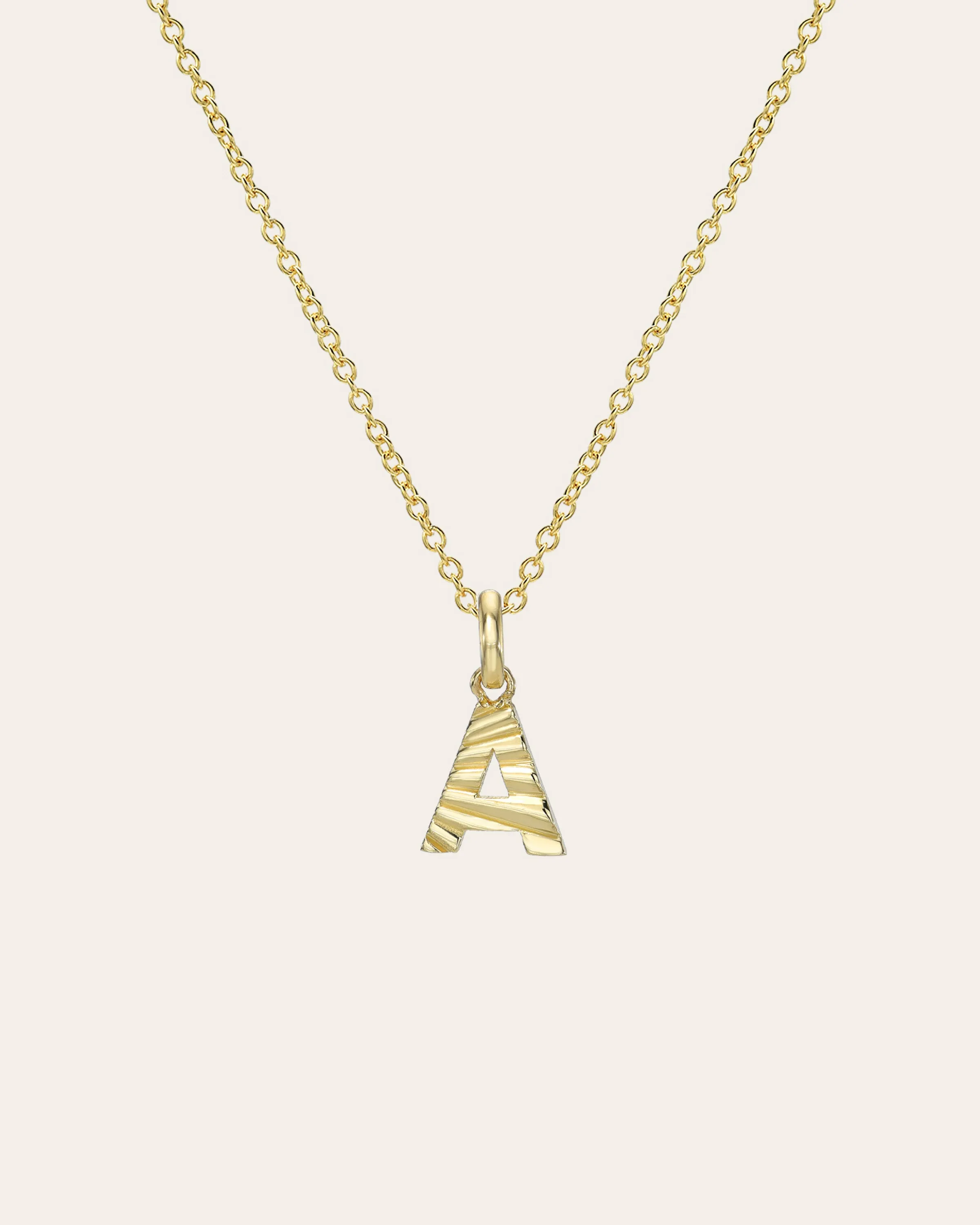 14K Gold Pleated Initial Necklace