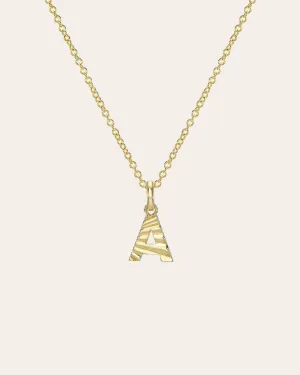 14K Gold Pleated Initial Necklace
