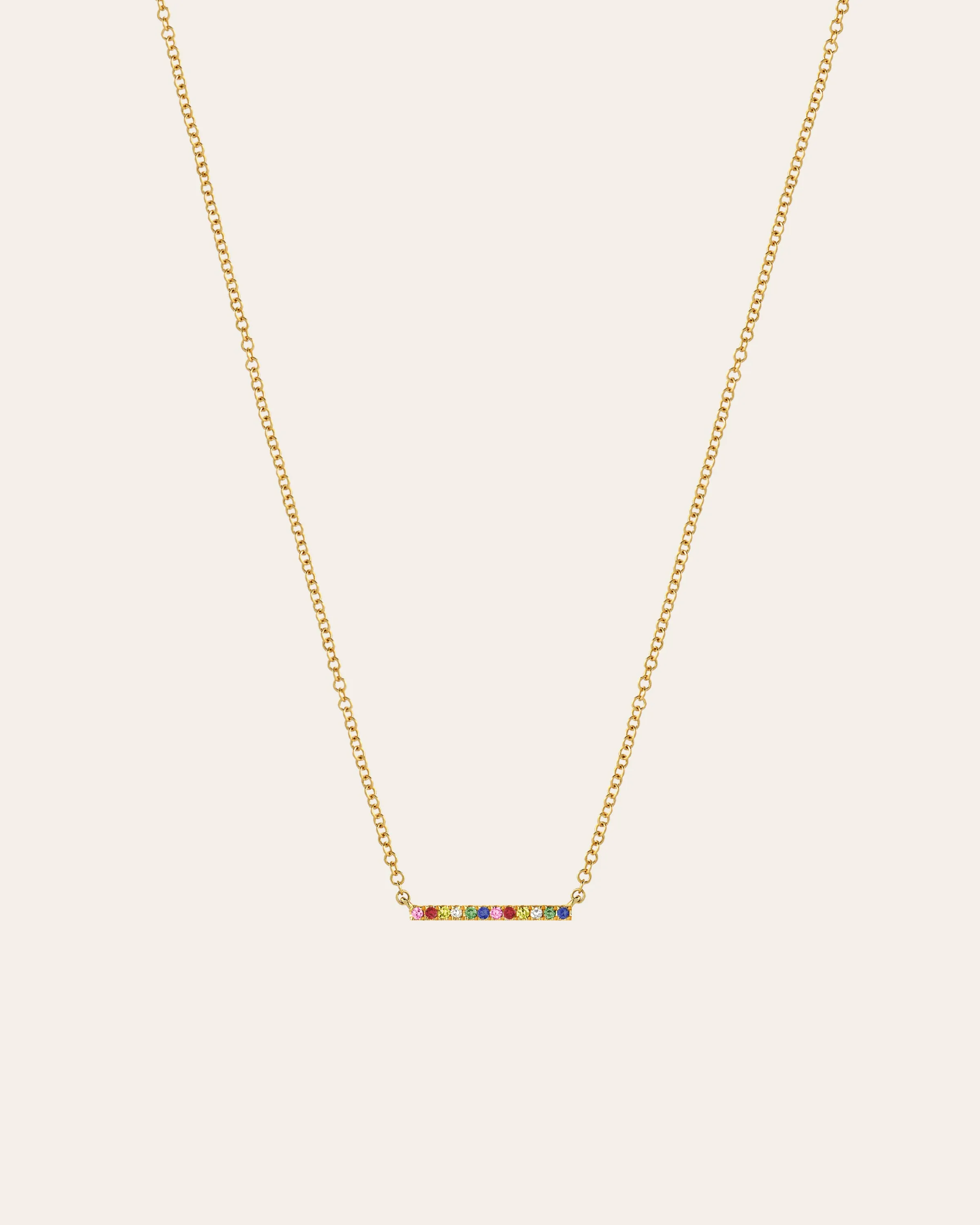 14k Gold Rainbow Bar Necklace