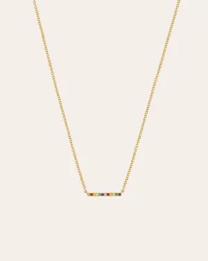 14k Gold Rainbow Bar Necklace