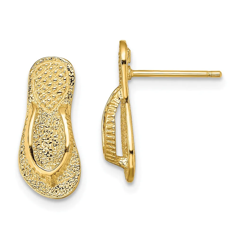 14K LARGE FLIP-FLOP POST EARRINGS (TEXTURED STRAPS)