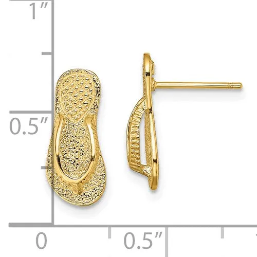 14K LARGE FLIP-FLOP POST EARRINGS (TEXTURED STRAPS)