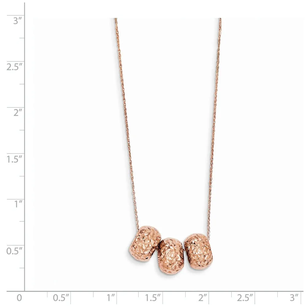 14K Rose Gold Diamond Cut Beaded Necklace with Extender