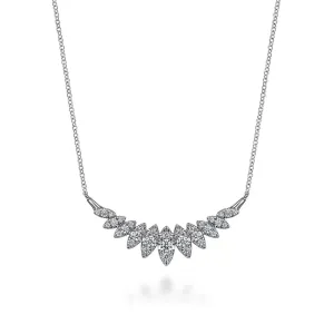 14K W Gold 0.75ctw I-J/SI2 17.5" Marquise Shape Bar Necklace