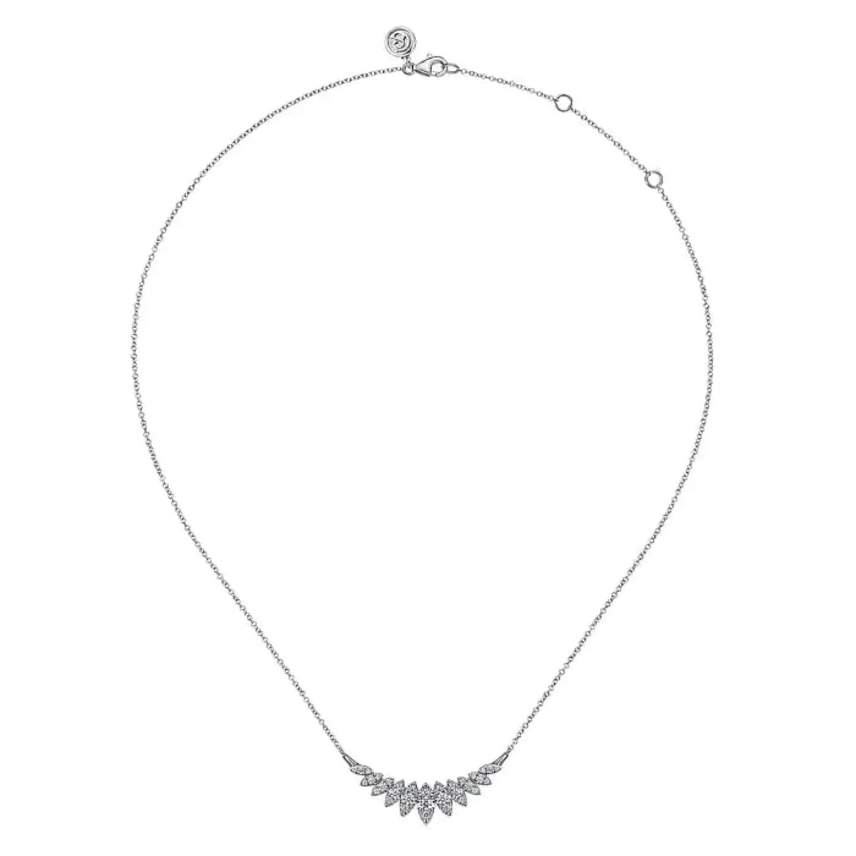 14K W Gold 0.75ctw I-J/SI2 17.5" Marquise Shape Bar Necklace