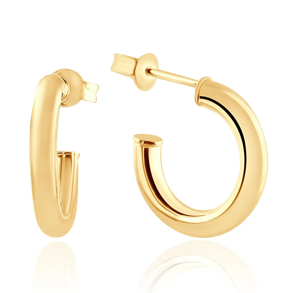 14k Yellow Gold 3mm Small Women's Hoop Earrings .5"  Tall 1 grams