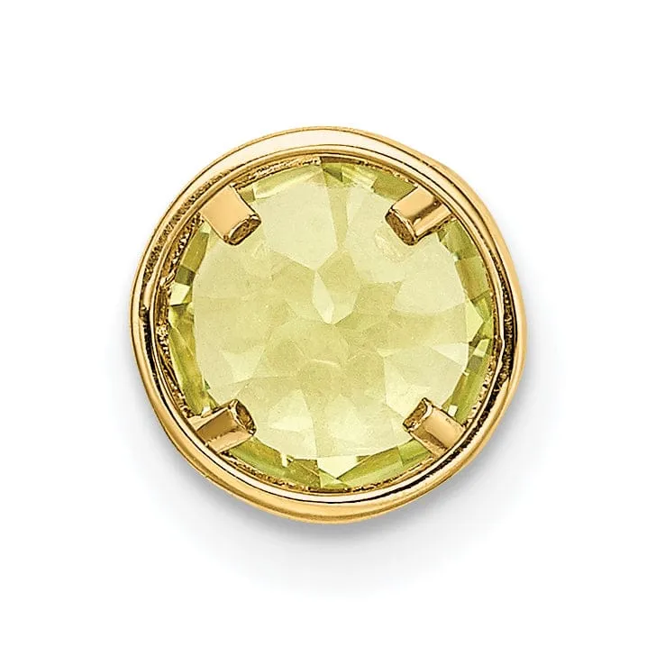 14k Yellow Gold Peridot Bezel Pendant