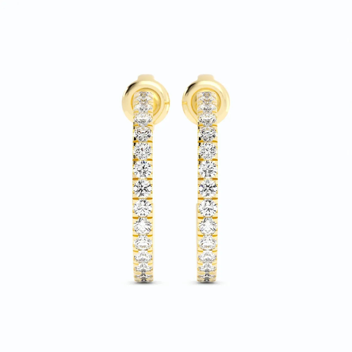 14K Yellow Gold Round Lab Grown Diamond 15mm Hoops Earring