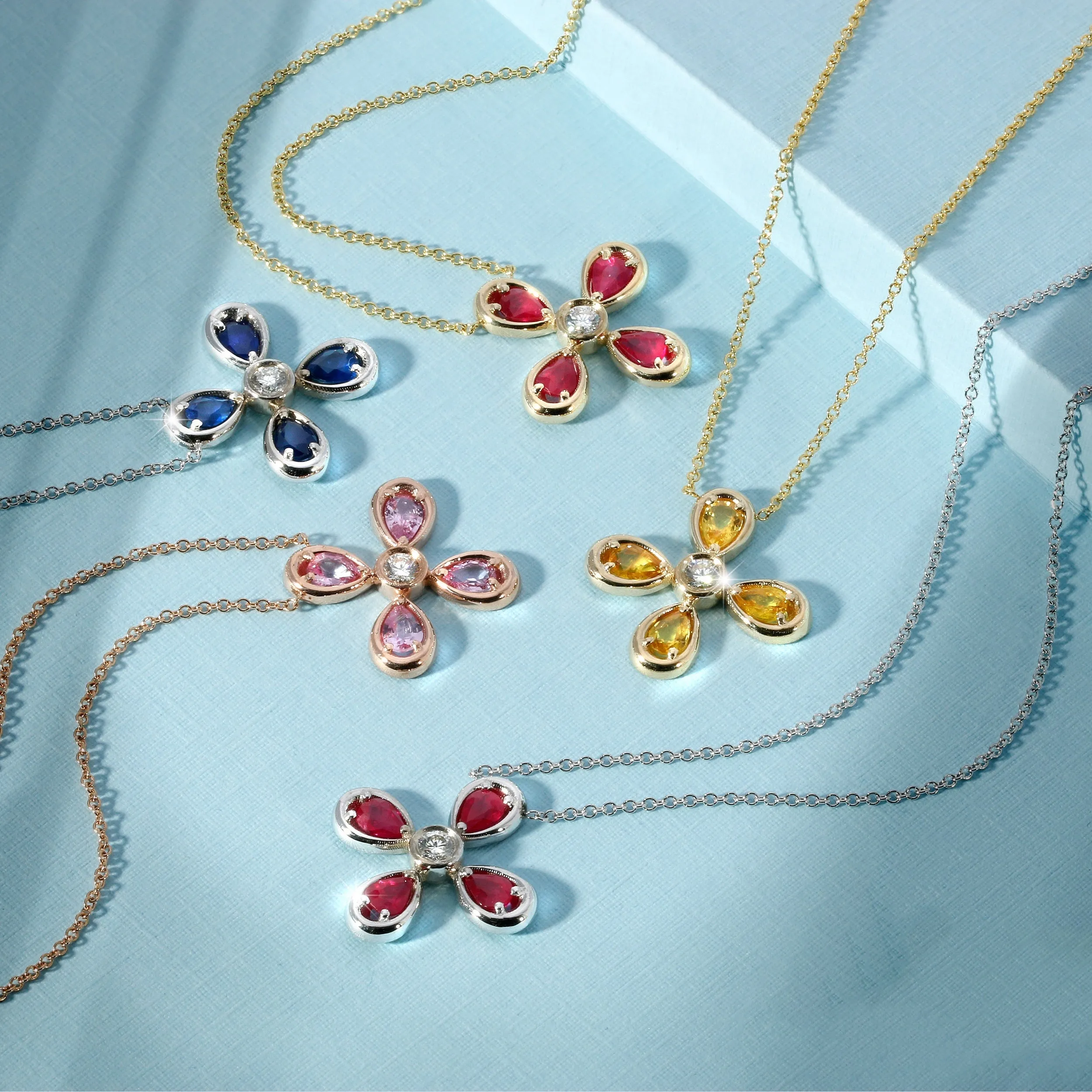 14K Yellow Gold Yellow Sapphire & Diamond Flower Pendant