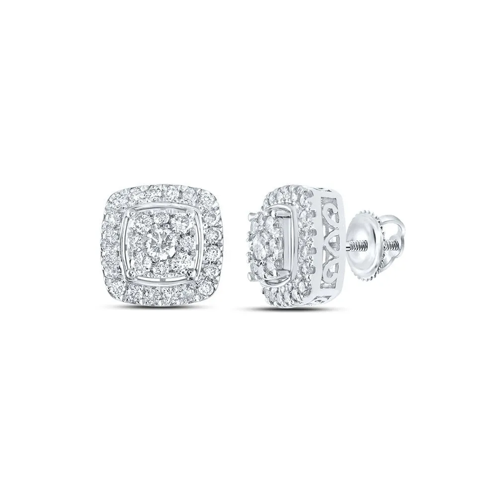 14kt White Gold Square Diamond Earrings - Captivating Brilliance